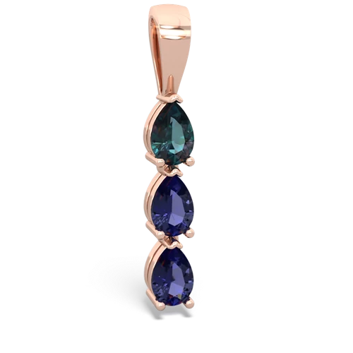 alexandrite-lab sapphire three stone pendant