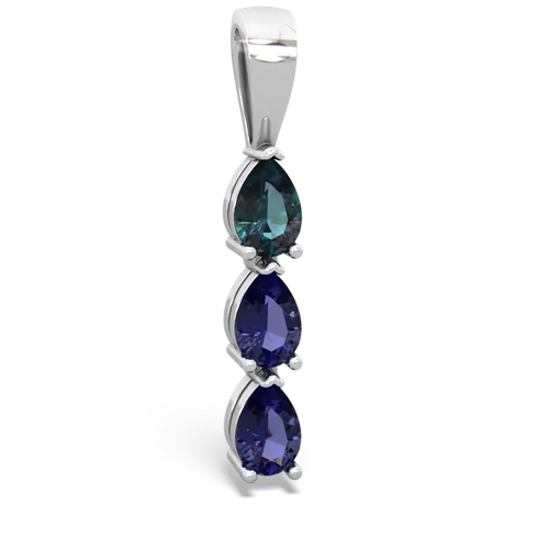 alexandrite-lab sapphire three stone pendant