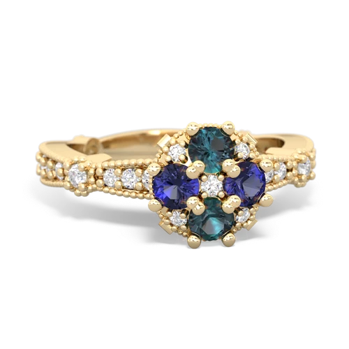 alexandrite-lab sapphire art deco engagement ring