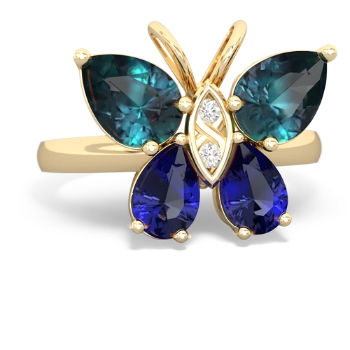 alexandrite-lab sapphire butterfly ring