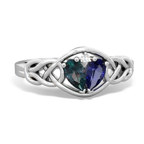 alexandrite-lab sapphire celtic knot ring