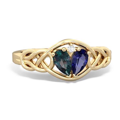 alexandrite-lab sapphire celtic knot ring