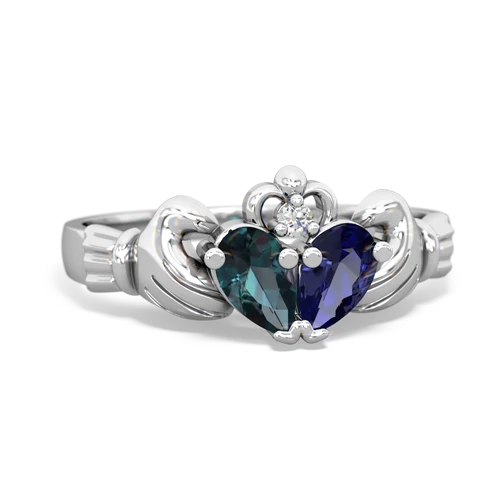 alexandrite-lab sapphire claddagh ring