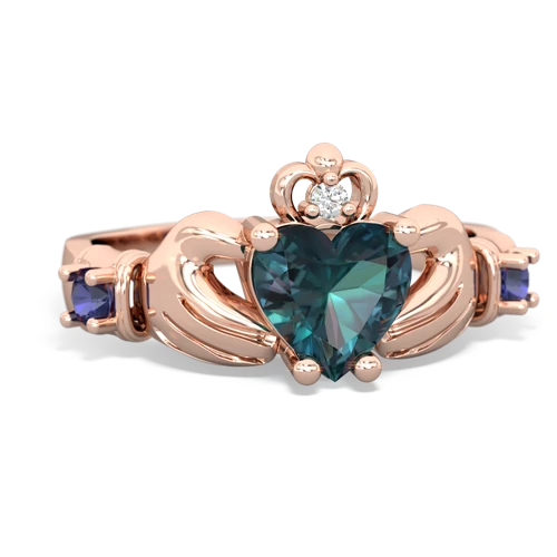 alexandrite-lab sapphire claddagh ring