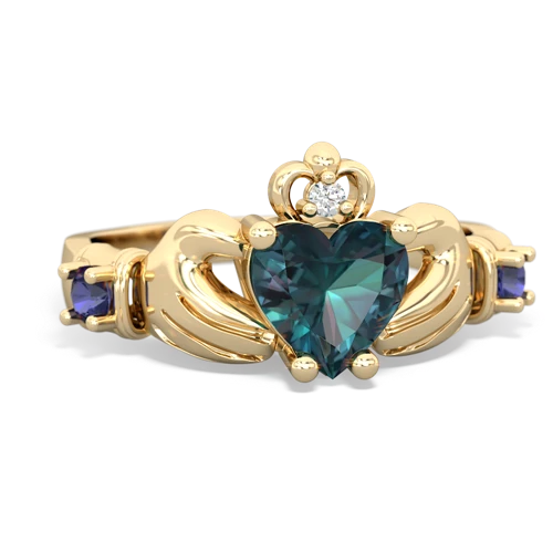 alexandrite-lab sapphire claddagh ring