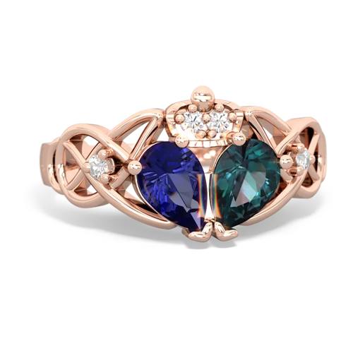 alexandrite-lab sapphire claddagh ring