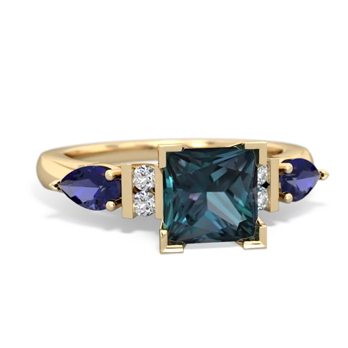 Lab Alexandrite Lab Created Alexandrite with Lab Created Sapphire and Genuine Fire Opal Engagement ring Ring