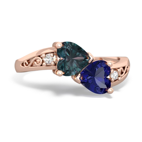 alexandrite-lab sapphire filligree ring