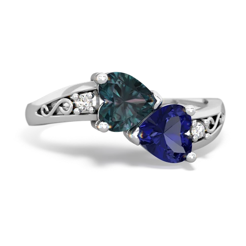 alexandrite-lab sapphire filligree ring