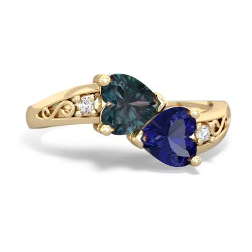 alexandrite-lab sapphire filligree ring