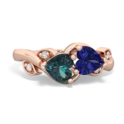 alexandrite-lab sapphire floral keepsake ring