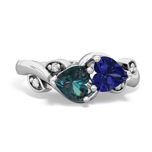 alexandrite-lab sapphire floral keepsake ring