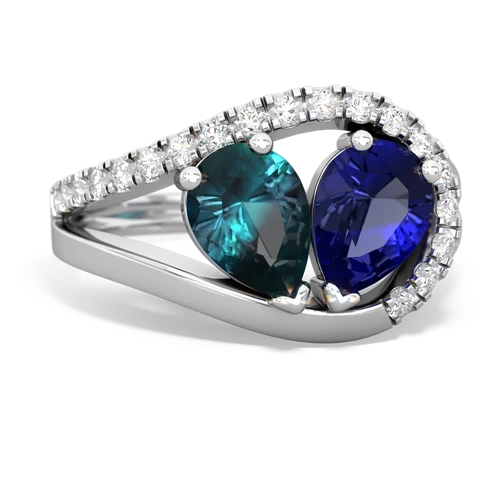 alexandrite-lab sapphire pave heart ring