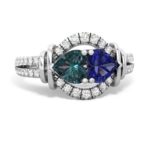 alexandrite-lab sapphire pave keepsake ring