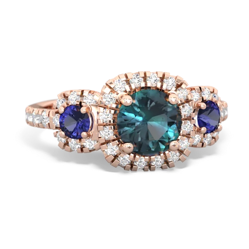 Lab Alexandrite Lab Created Alexandrite with Lab Created Sapphire and Genuine Aquamarine Regal Halo ring Ring