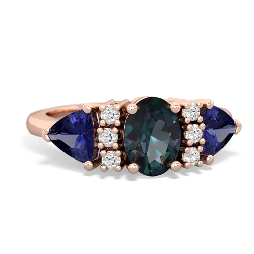 Lab Alexandrite Lab Created Alexandrite with Lab Created Sapphire and Genuine Aquamarine Antique Style Three Stone ring Ring