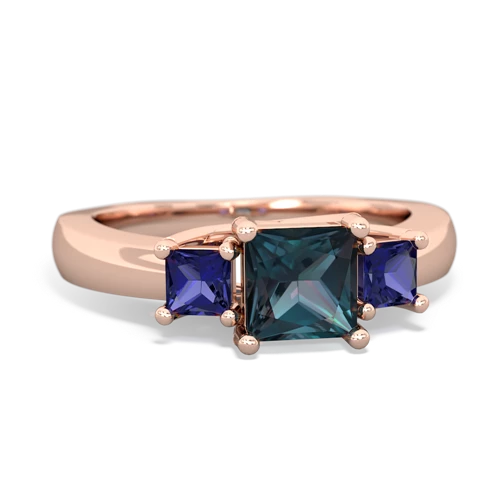 Lab Alexandrite Lab Created Alexandrite with Lab Created Sapphire and Genuine Fire Opal Three Stone Trellis ring Ring
