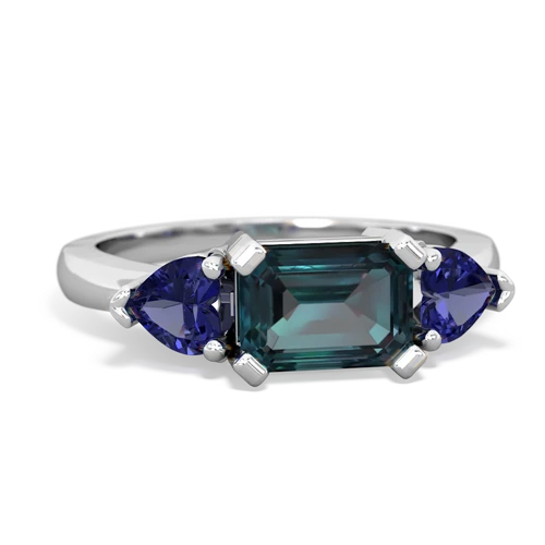 Lab Alexandrite Lab Created Alexandrite with Lab Created Sapphire and Genuine Aquamarine Three Stone ring Ring