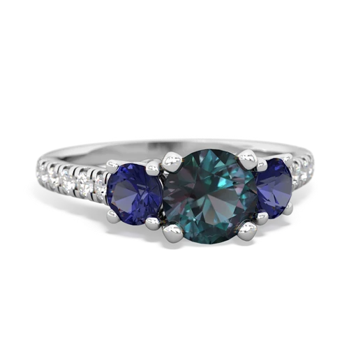 Lab Alexandrite Lab Created Alexandrite with Lab Created Sapphire and Genuine Aquamarine Pave Trellis ring Ring
