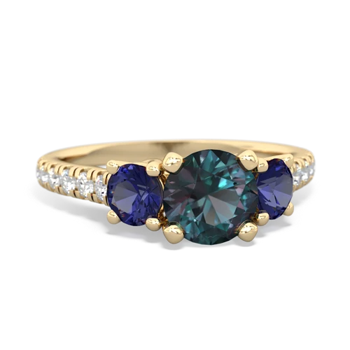 alexandrite-lab sapphire trellis pave ring