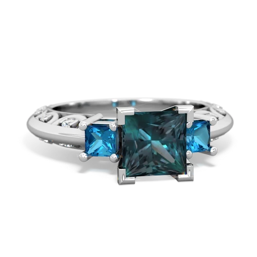 Lab Alexandrite Lab Created Alexandrite with Genuine London Blue Topaz and Genuine Aquamarine Art Deco ring Ring