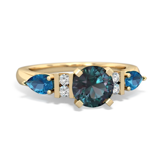 Lab Alexandrite Lab Created Alexandrite with Genuine London Blue Topaz and Genuine Aquamarine Engagement ring Ring