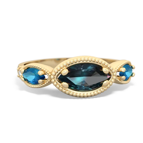 Lab Alexandrite Lab Created Alexandrite with Genuine London Blue Topaz and Genuine Aquamarine Antique Style Keepsake ring Ring