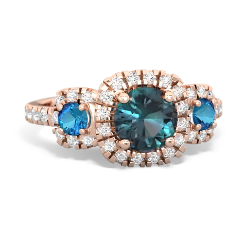 Lab Alexandrite Lab Created Alexandrite with Genuine London Blue Topaz and Genuine Aquamarine Regal Halo ring Ring