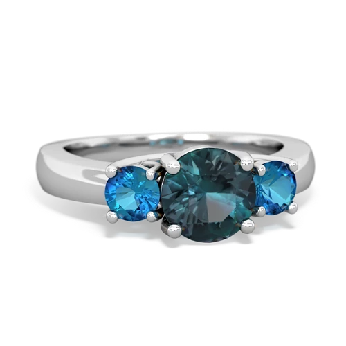 Lab Alexandrite Lab Created Alexandrite with Genuine London Blue Topaz and Genuine Aquamarine Three Stone Trellis ring Ring