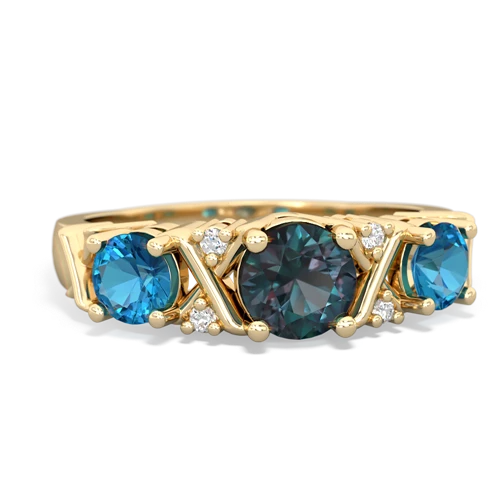 Lab Alexandrite Lab Created Alexandrite with Genuine London Blue Topaz and Genuine Aquamarine Hugs and Kisses ring Ring