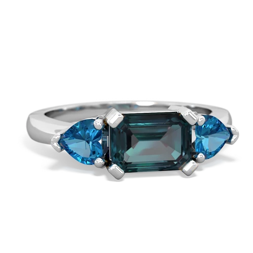 Lab Alexandrite Lab Created Alexandrite with Genuine London Blue Topaz and Genuine Aquamarine Three Stone ring Ring