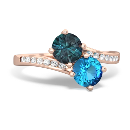 alexandrite-london topaz two stone channel ring