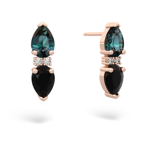 alexandrite-onyx bowtie earrings