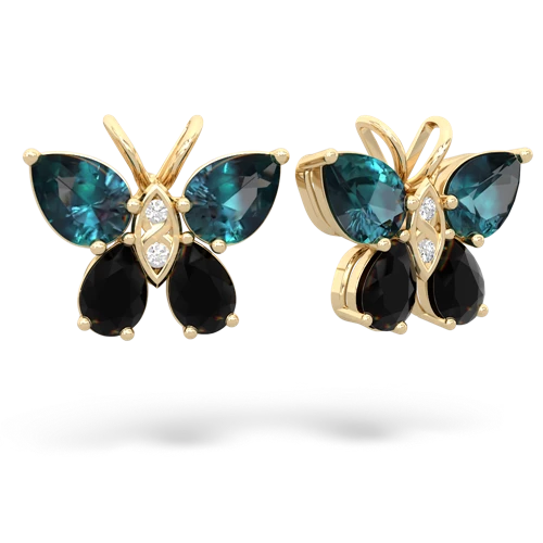 alexandrite-onyx butterfly earrings