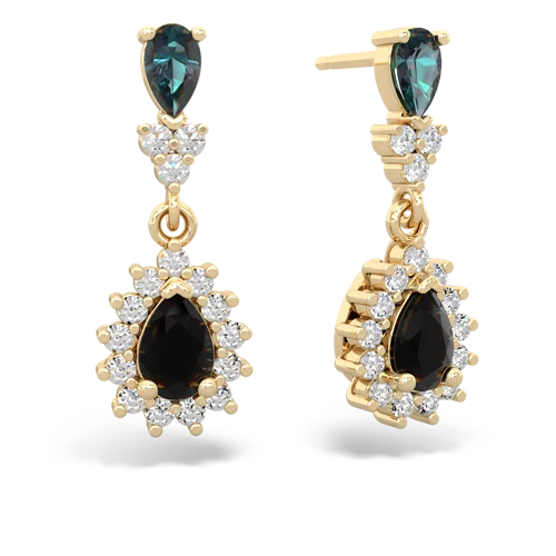 Lab Alexandrite Lab Created Alexandrite with Genuine Black Onyx Halo Pear Dangle earrings Earrings