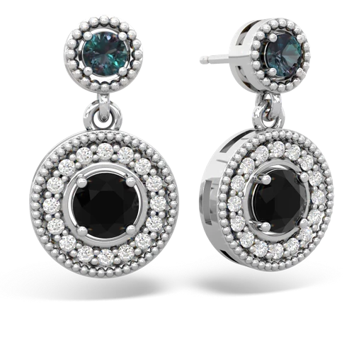 alexandrite-onyx halo earrings