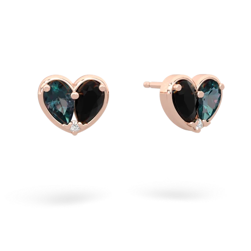 alexandrite-onyx one heart earrings