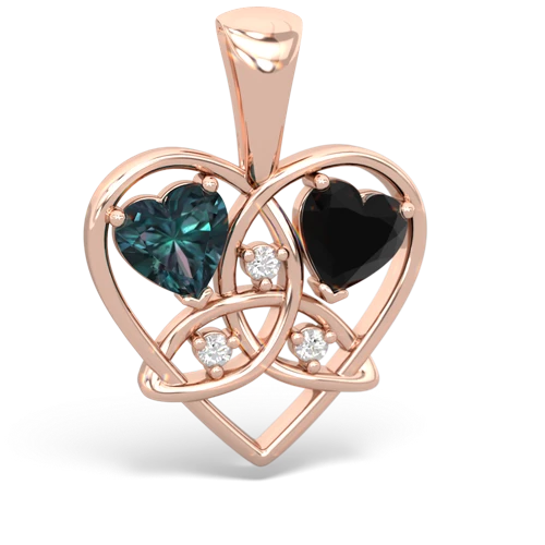 Lab Alexandrite Lab Created Alexandrite with Genuine Black Onyx Celtic Trinity Heart pendant Pendant