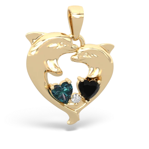 Lab Alexandrite Lab Created Alexandrite with Genuine Black Onyx Dolphin Heart pendant Pendant