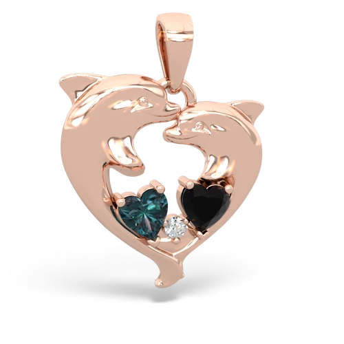 alexandrite-onyx dolphins pendant