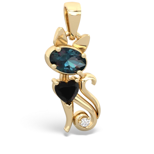 alexandrite-onyx kitten pendant