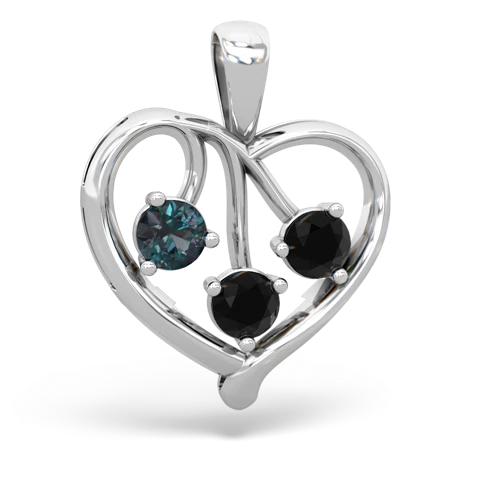 Lab Alexandrite Lab Created Alexandrite with Genuine Black Onyx and Genuine Opal Glowing Heart pendant Pendant