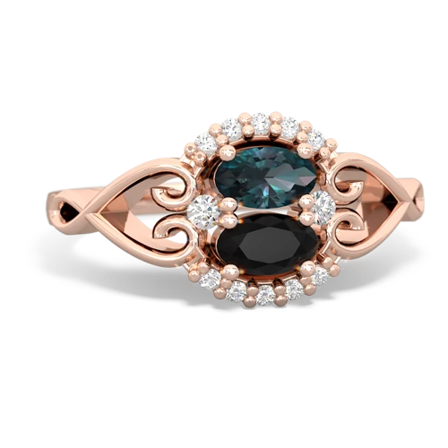 Lab Alexandrite Lab Created Alexandrite with Genuine Black Onyx Love Nest ring Ring