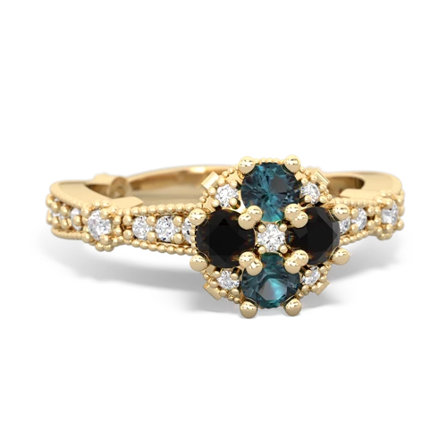 Lab Alexandrite Lab Created Alexandrite with Genuine Black Onyx Milgrain Antique Style ring Ring