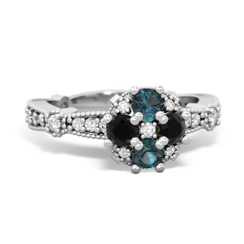 alexandrite-onyx art deco engagement ring