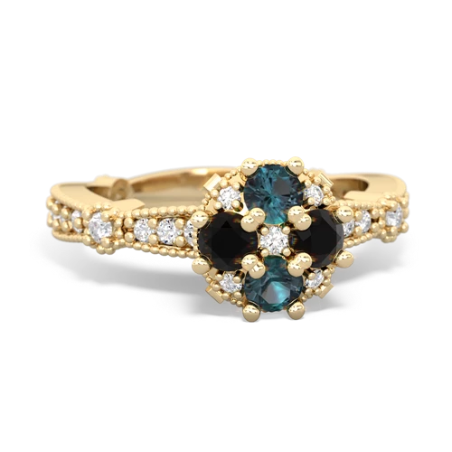 alexandrite-onyx art deco engagement ring