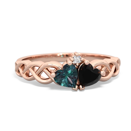 alexandrite-onyx celtic braid ring