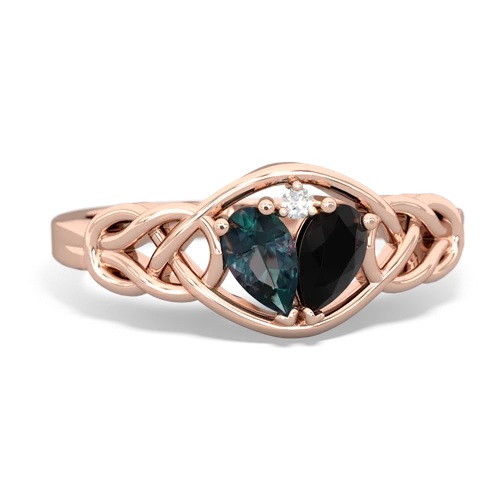 Lab Alexandrite Lab Created Alexandrite with Genuine Black Onyx Celtic Love Knot ring Ring