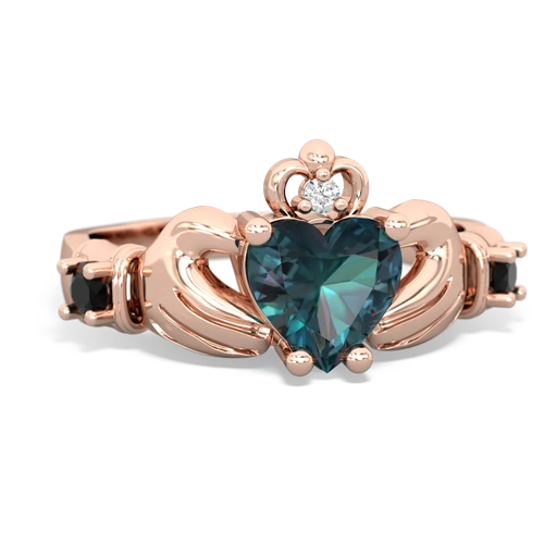 Lab Alexandrite Lab Created Alexandrite with Genuine Black Onyx and Lab Created Sapphire Claddagh ring Ring