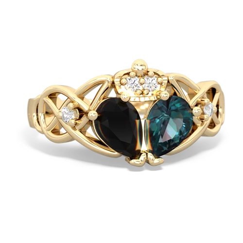 Lab Alexandrite Lab Created Alexandrite with Genuine Black Onyx Two Stone Claddagh ring Ring